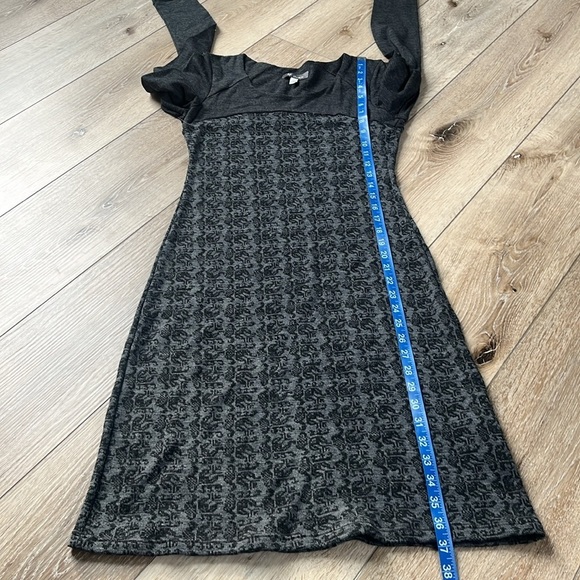 Ibex Wool Dress Juliet Providence Printed Gray Long Sleeve - Picture 9 of 9